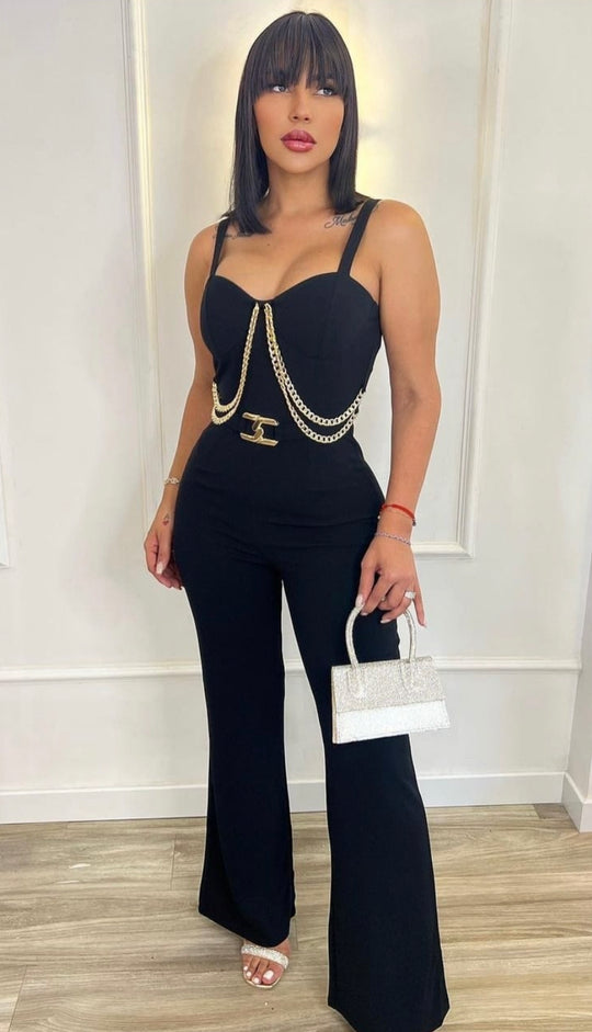Mansion Dinner Party Jumpsuit - Black