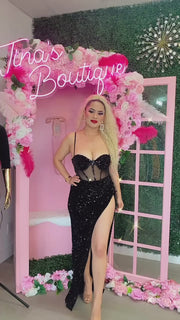 Sexy Encounter  Maxi Dress - Black