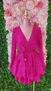 Edith Ruffle Mini Dress - Magenta