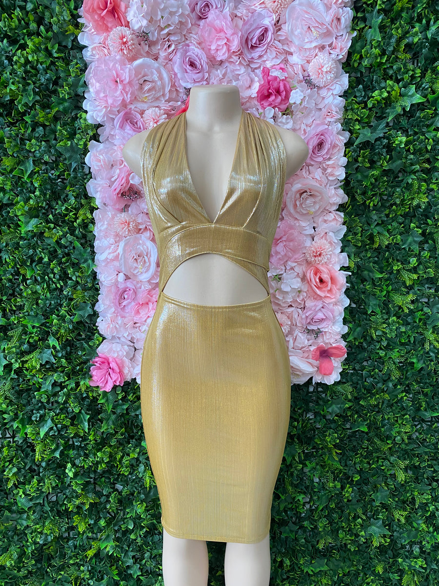Highlight Metallic Midi Dress