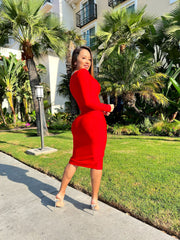 Good Intentions Red Bandage Midi Dress