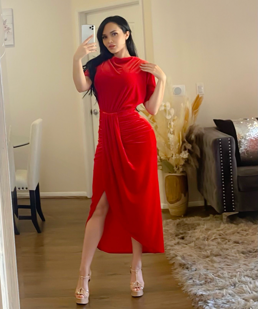 Crushing it Red Midi Dress