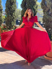 Cheetah Short Sleeve Ruffle Maxi Dress