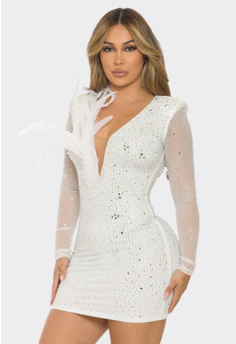Party Night Feather Mini Dress