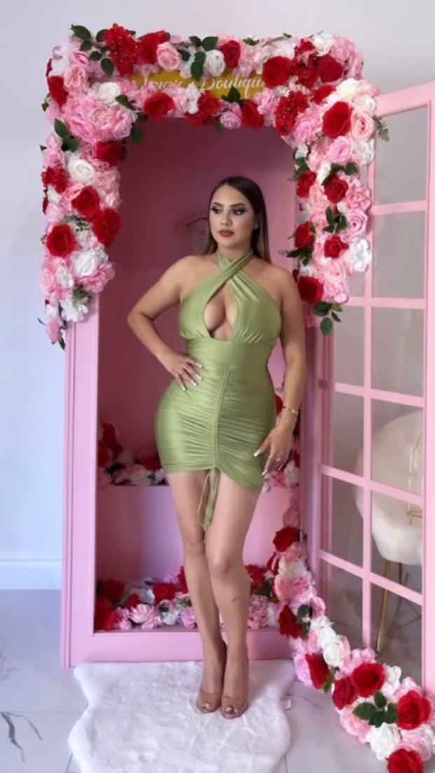 Gotta Cut You Out Green Mini Dress