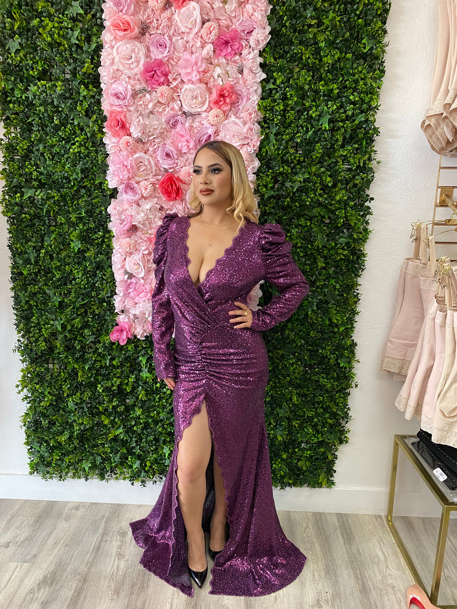 Selena Sequin Purple Maxi Dress