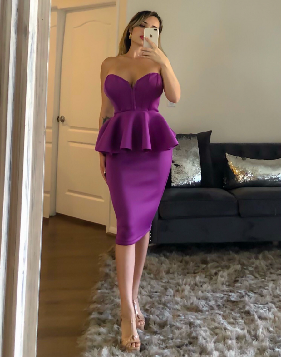 Joyous Night Purple Midi Dress