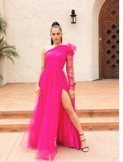 Exclusive Hot Pink Tulle Maxi Dress